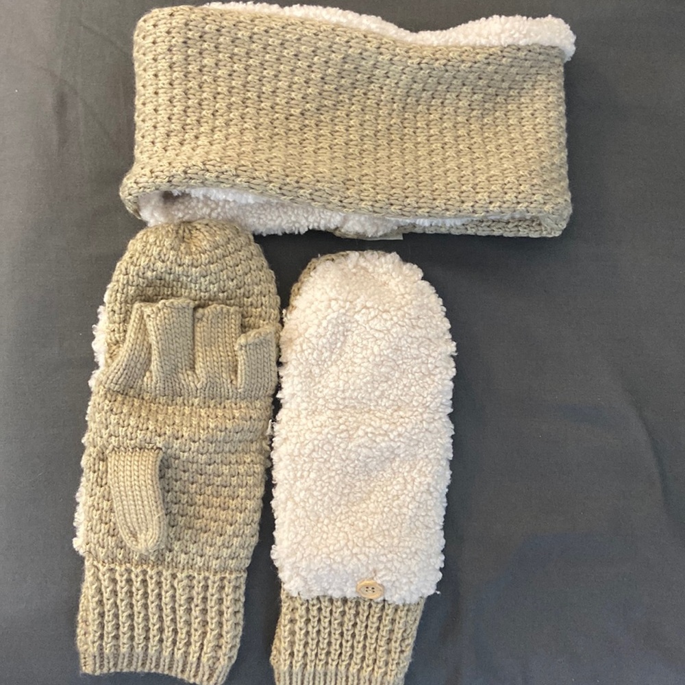 Knitted Mittens and headband